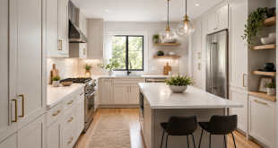 Bright Modern Kitchen with Brass Accents 1
