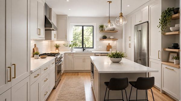 Bright Modern Kitchen with Brass Accents 1
