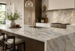 Luxurious Veined Stone Kitchen Island