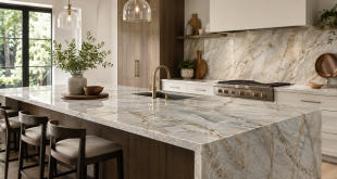 Luxurious Veined Stone Kitchen Island